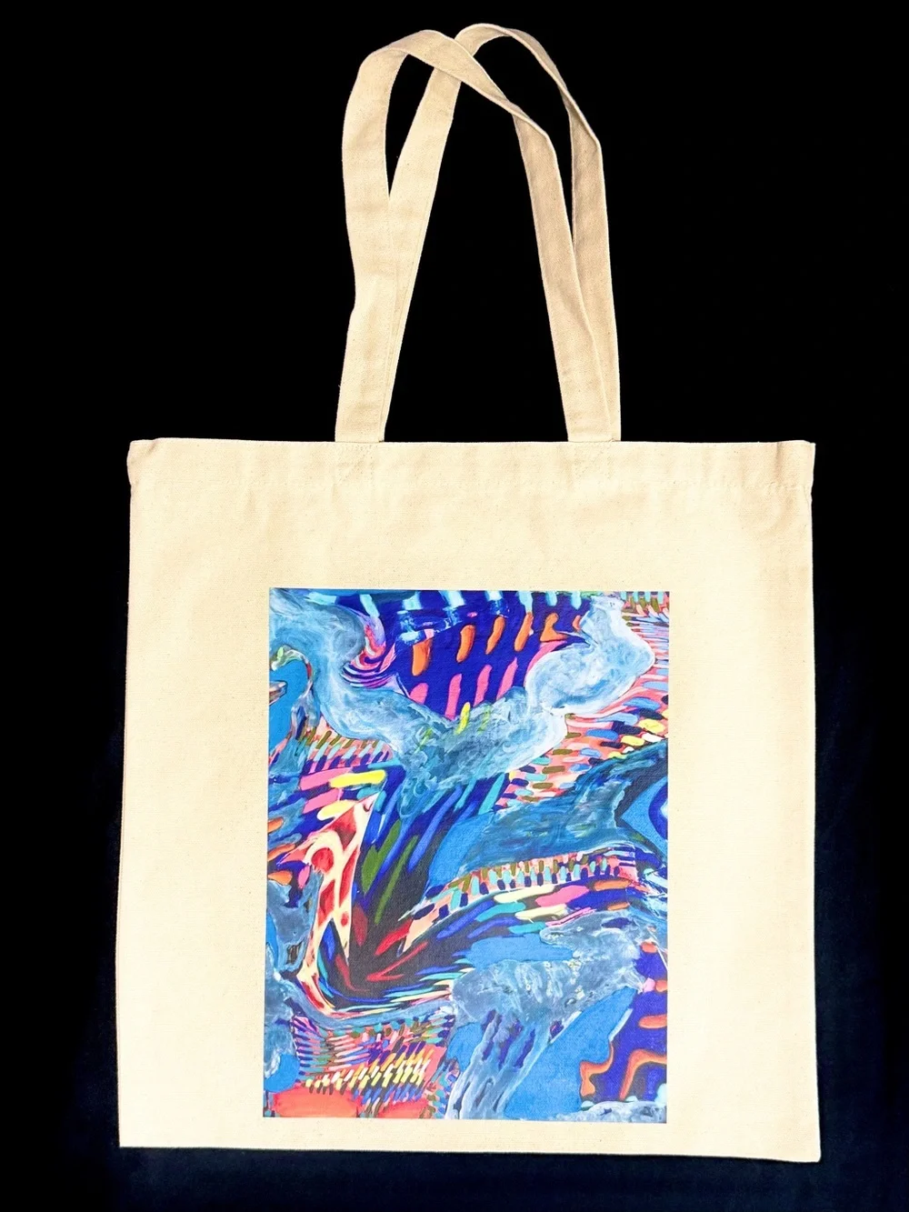 Collectible Swag Bag Tote. Art by Paige Beeber for Delta. Multicolor Abstract
